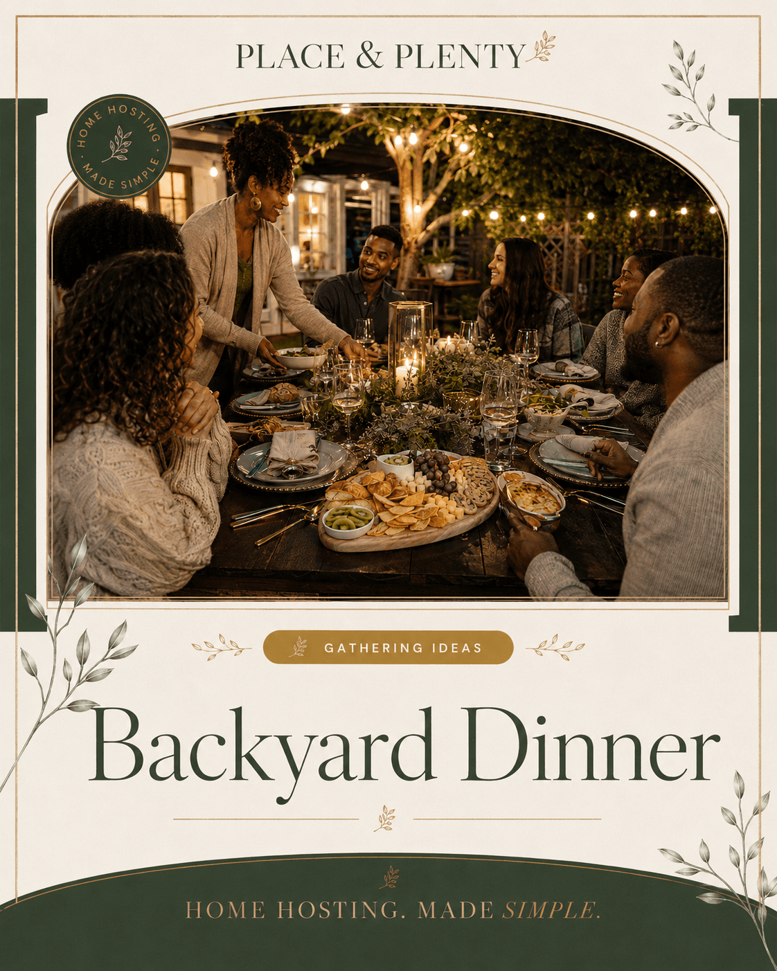 Friends gathered for a warm weekend meal, illustrating a bachelorette weekend planned together