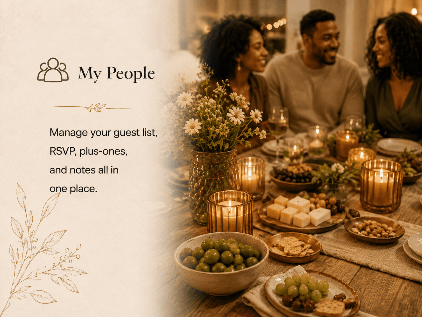 Place & Plenty guest and RSVP planning in a warm home setting
