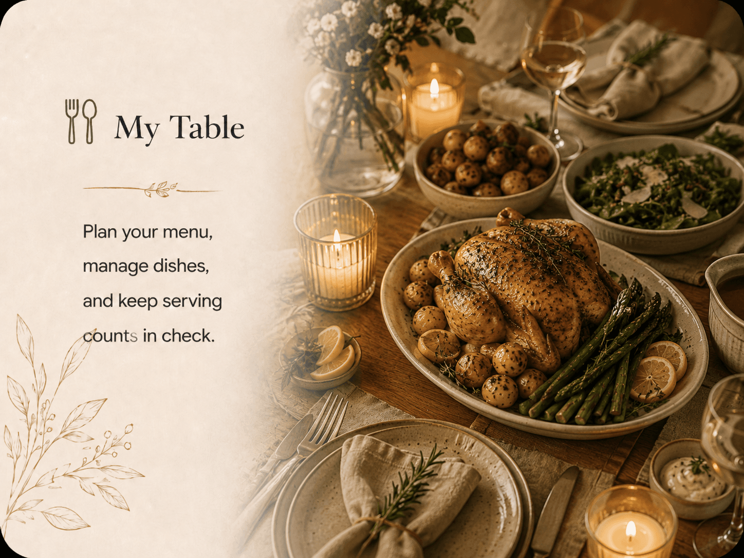 My Table — Place & Plenty home-hosting feature