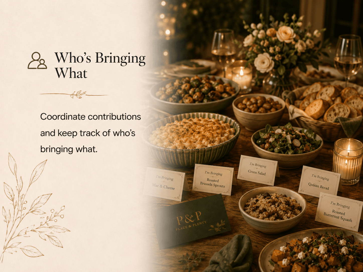 Who’s Bringing What — Place & Plenty home-hosting feature